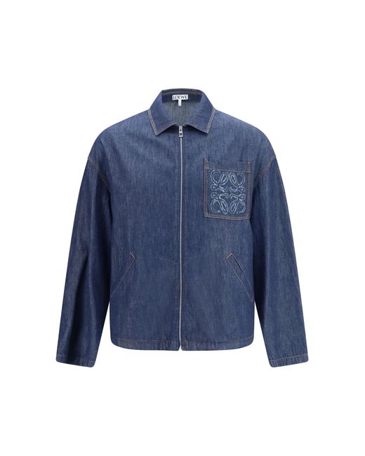 Loewe Blue Cotton Zip Jacket for men