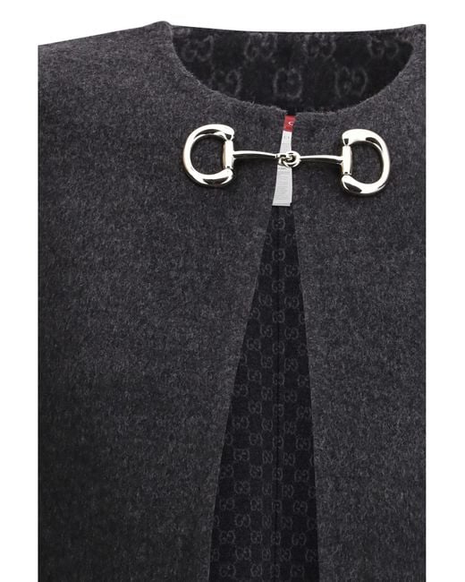 Gucci Black Wool-Blend Cape