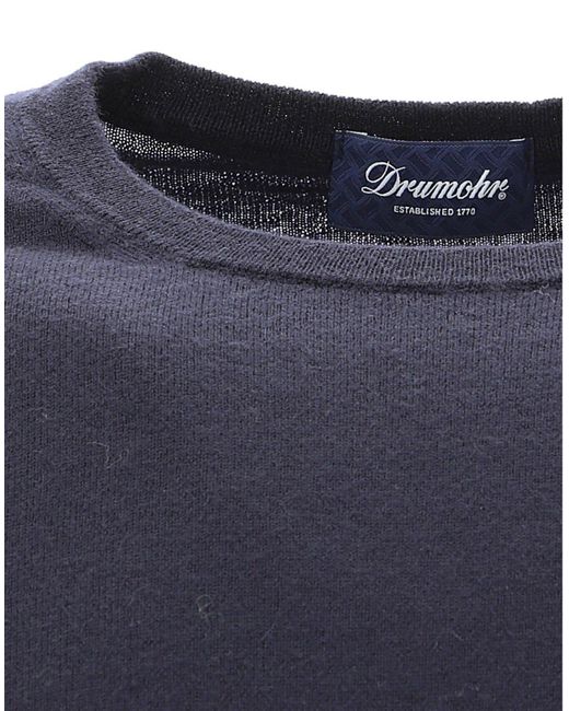 Drumohr Blue Long Sleeved Crewneck Jumper Sweater for men