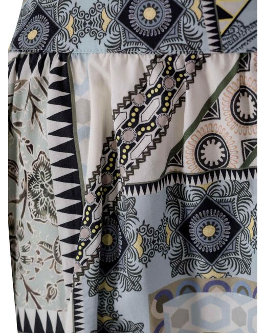 Etro Gray Geometric Print Cotton Skirt