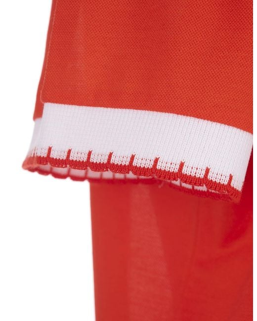 Kiton Red Piqué Polo Shirt With Zip for men
