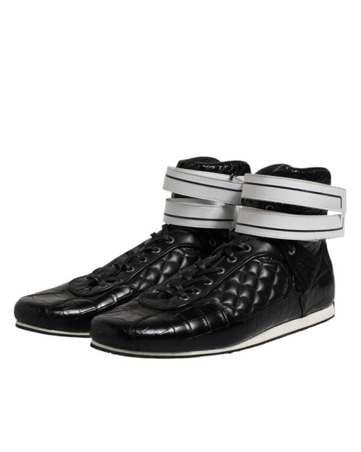 Dolce & Gabbana Black Hightop Leather Sneakers for men