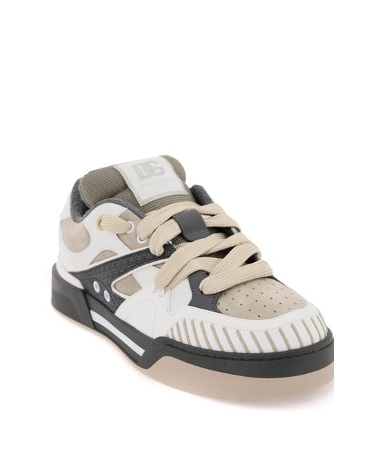 Dolce & Gabbana White New Roma Panelled Sneakers for men