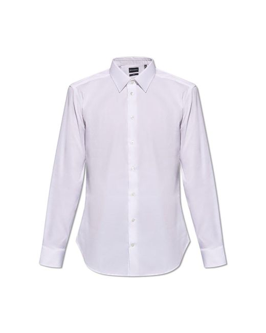 Emporio Armani Purple Cotton Shirt, for men