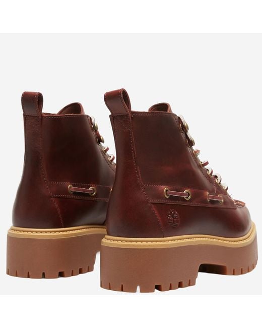 Timberland Brown Stone Street Leather Platform Ankle Boots
