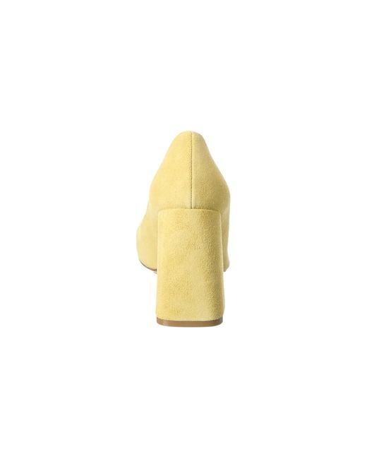 Bottega Veneta Yellow Square-Toe Block-Heel Pumps