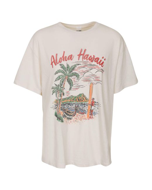 Re/done White Hawaii Printed T-Shirt