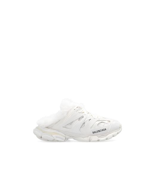 Balenciaga White Furry Slide Sandal