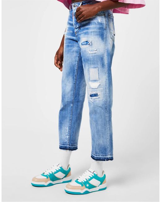 DSquared² Blue Spiker Leaf Logo Sneakers
