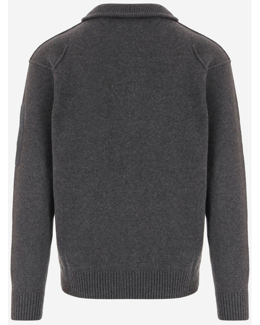 C P Company Gray Half-Zip Sweater Wool-Blend Wool Polyamide for men
