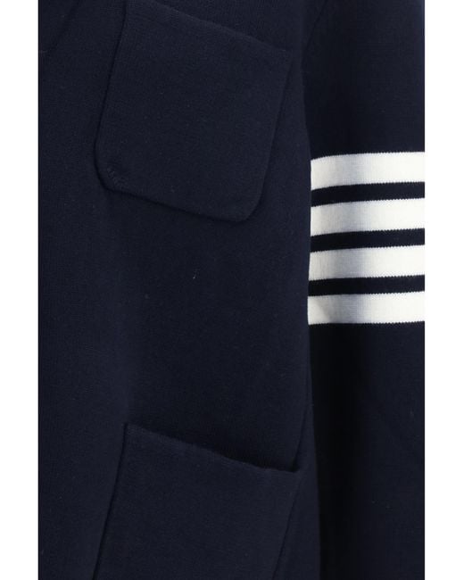 Thom Browne Blue Single-Breasted Wool Jacket With Four-Bar Sleeve Detail Coat for men