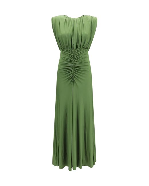 Self-Portrait Green Jersey Gathered Maxi Dress