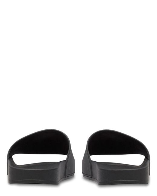 Balenciaga Black Slip-On Sandals With Logo Polyurethane for men