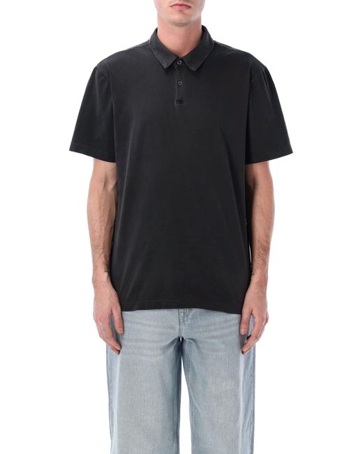 James Perse Black Sueded Cotton Polo for men