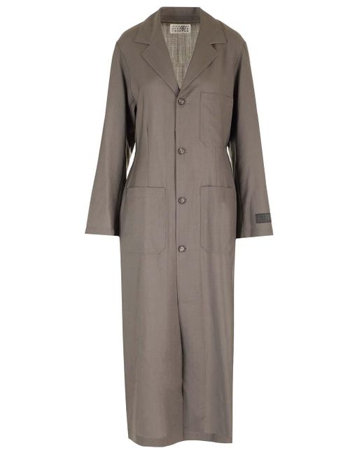 MM6 by Maison Martin Margiela Gray Wool Canvas Trench Coat