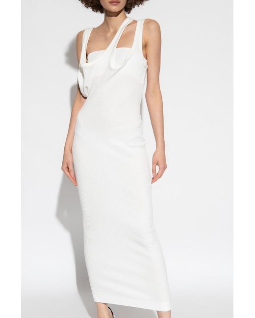 The Attico White Ribbed Dress