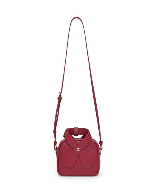 Courreges Red Loop Logo Plaque Zip-Up Mini Shoulder Bag