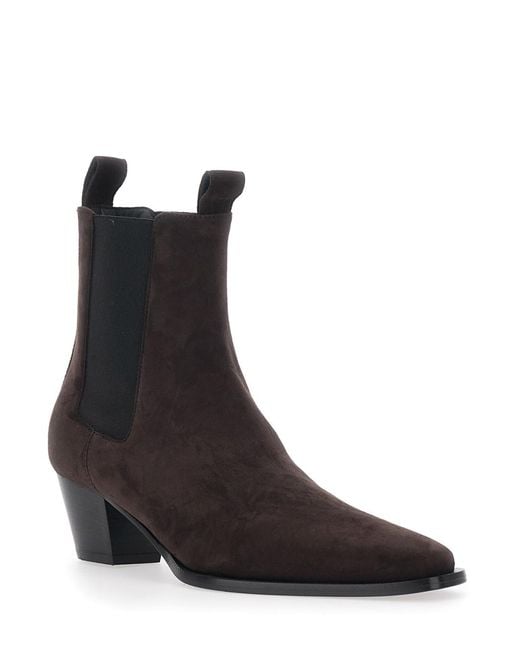 Totême Black Suede Ankle Boots With Elastic Bands