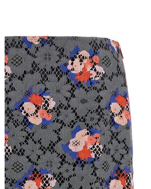 Fendi Blue Bouquet' Lace Skirt
