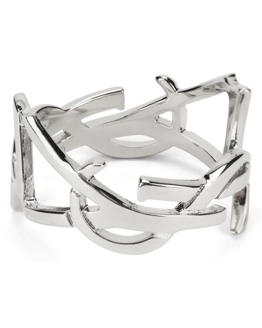 Saint Laurent White Scarf Ring Cassandre Brass Body Jewellery