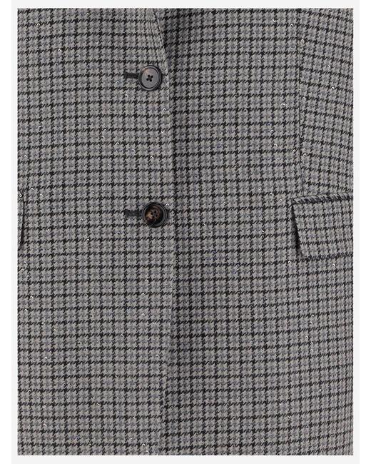 Tagliatore Gray Long Houndstooth Two-Button Jacket