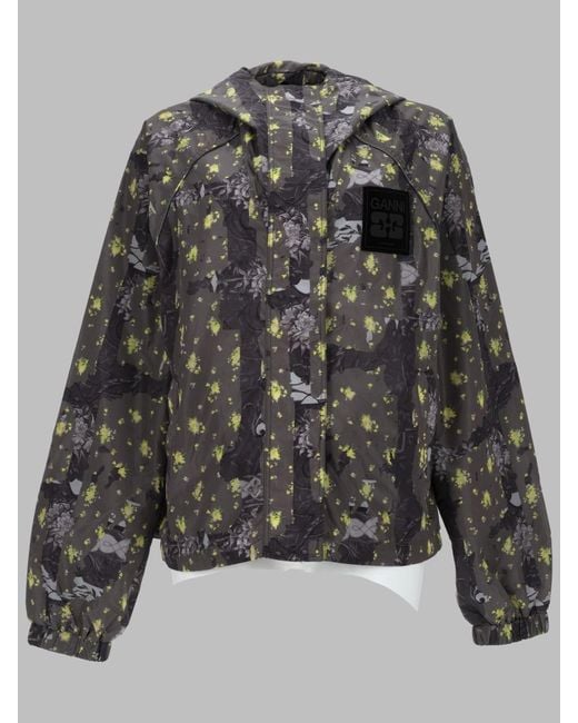 Ganni Gray Lightweight Nylon Jacket Recycled Polyamide