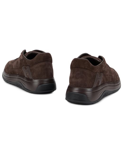 Hogan Brown Sneakers Suede Calfskin Trainers for men
