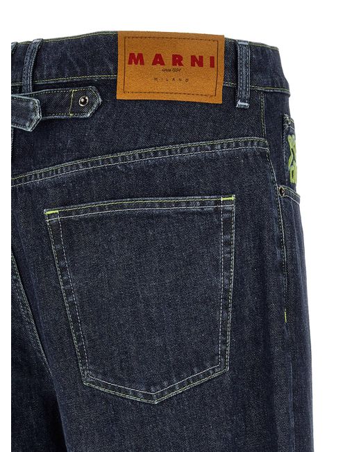 Marni Blue Logo Embroidery Jeans for men