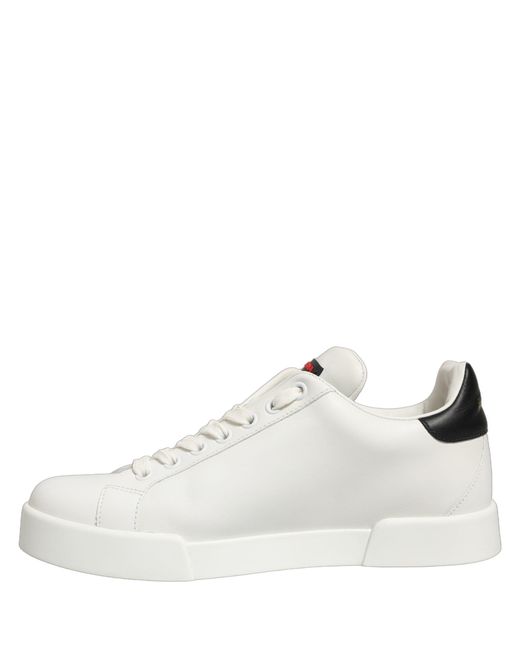 Dolce & Gabbana White Patch Calfskin Nappa Portofino Sneakers Shoes