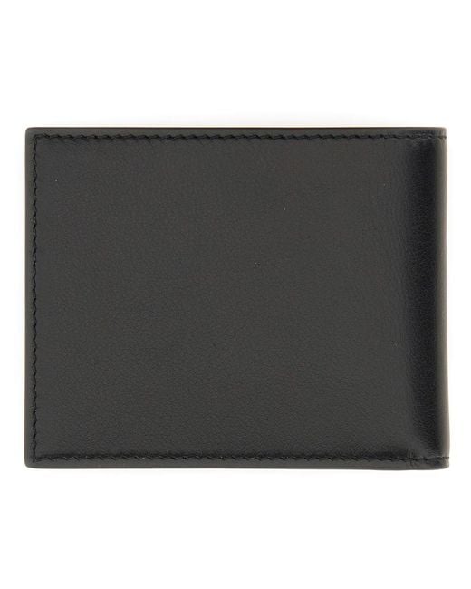 McQueen Black Wallet With Logo Lb Calf & Purses for men