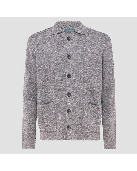 Zanone Gray Virgin Wool Blend Cardigan for men