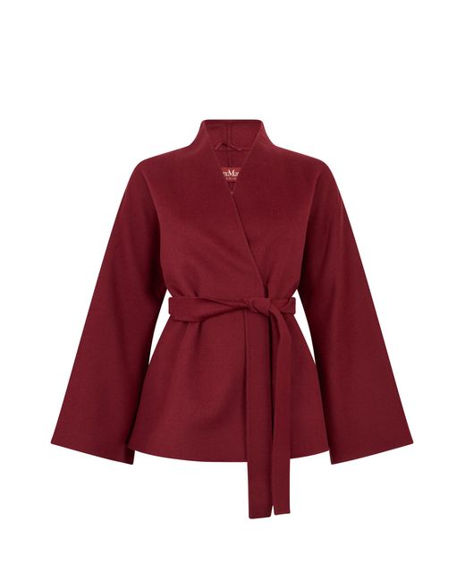 Max Mara Red Wool Kimono Jacket Virgin