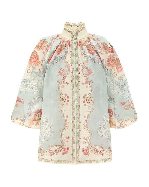 Zimmermann White Daylight Printed Blouse
