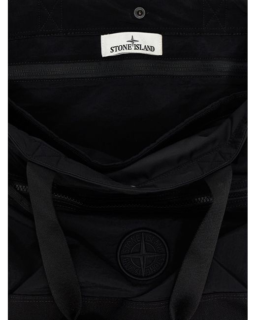 Stone Island Black '91676 Nylon Metal' Shopping Bag for men