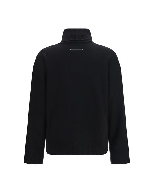 MM6 by Maison Margiela Gray Two-Tone High-Neck Sweater Merino Wool Ovis Aries