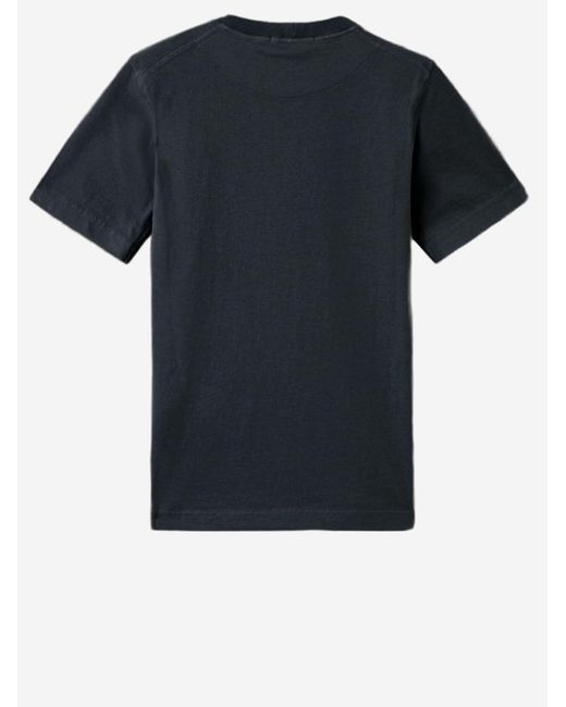 Stone Island Blue Cotton T-Shirt With Logo T-Shirts
