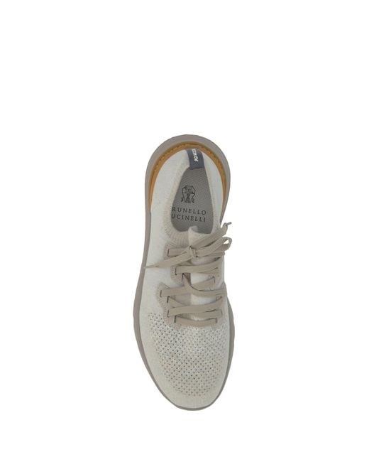 Brunello Cucinelli White Cotton Sneakers for men