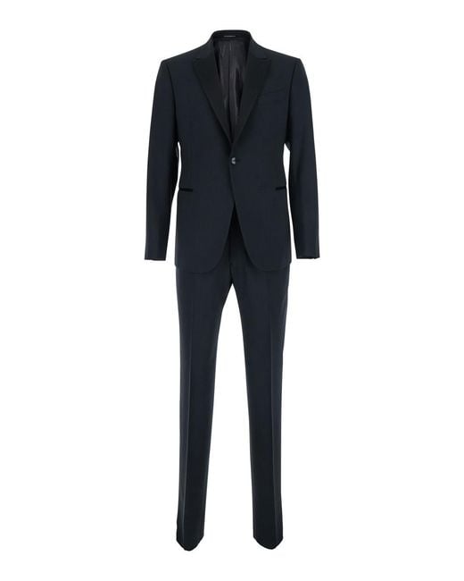 Emporio Armani Blue Suit Single-Breasted Wool for men
