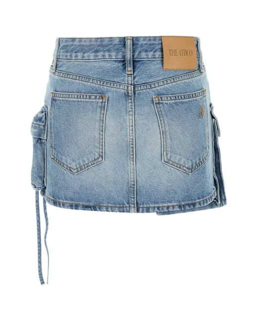 The Attico Blue Denim Mini Skirt