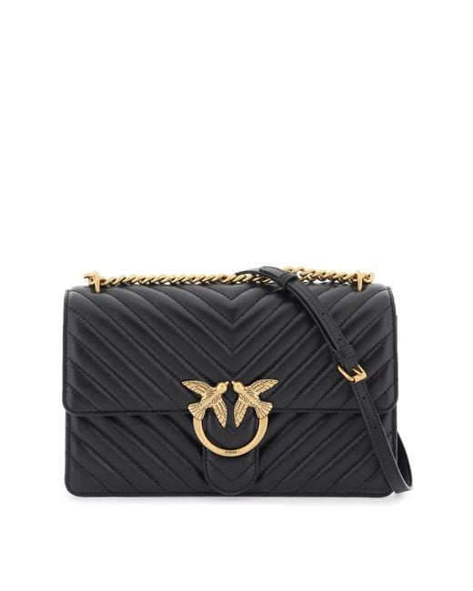 Pinko Black Chevron Quilted 'classic Love Bag One'