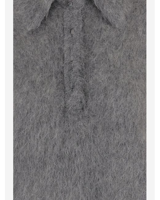 Chloé Gray Polo Sweater Brushed Alpaca