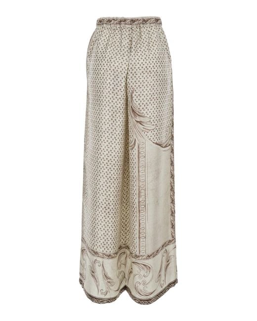 Max Mara White Pants Rive Silk Trousers