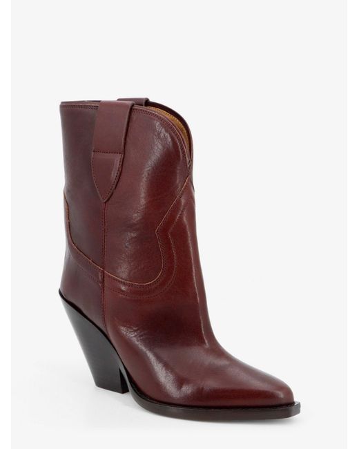Isabel Marant Red Boots Leyane Leather