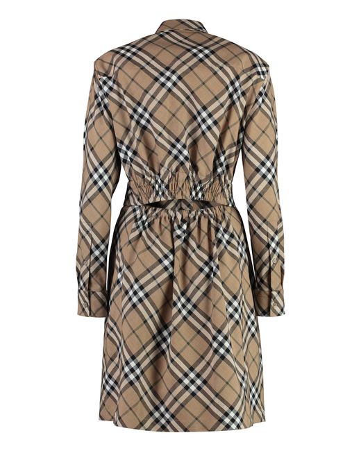 Burberry Multicolor Belted Shirtdress Wool Dress