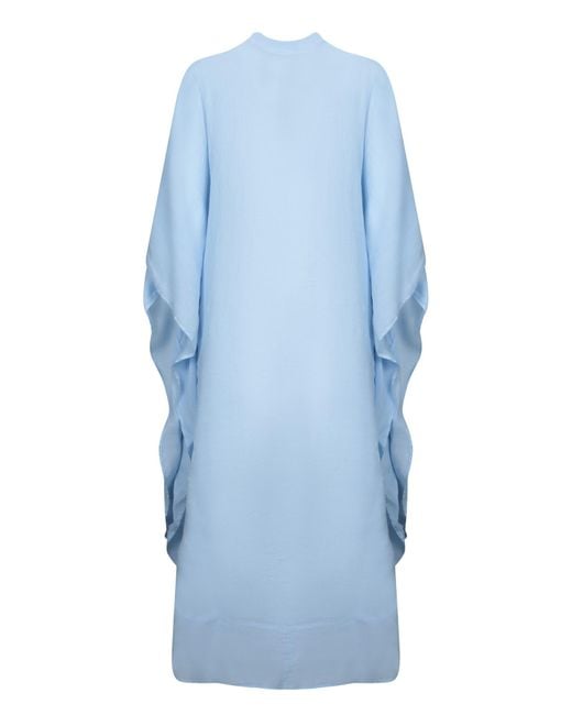 120% Lino Blue Linen Kaftan Dress
