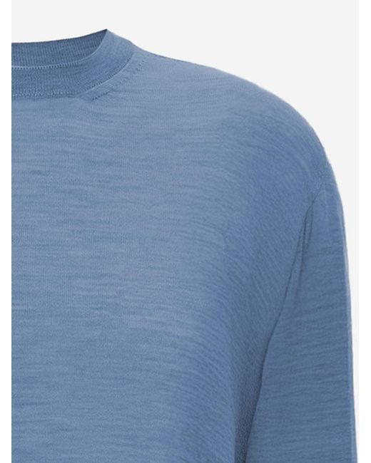 Jil Sander Blue Wool And Cashmere Blend Sweater