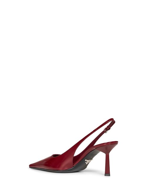 Prada Pink Calzature Burgundy Brushed Leather Slingback Pumps