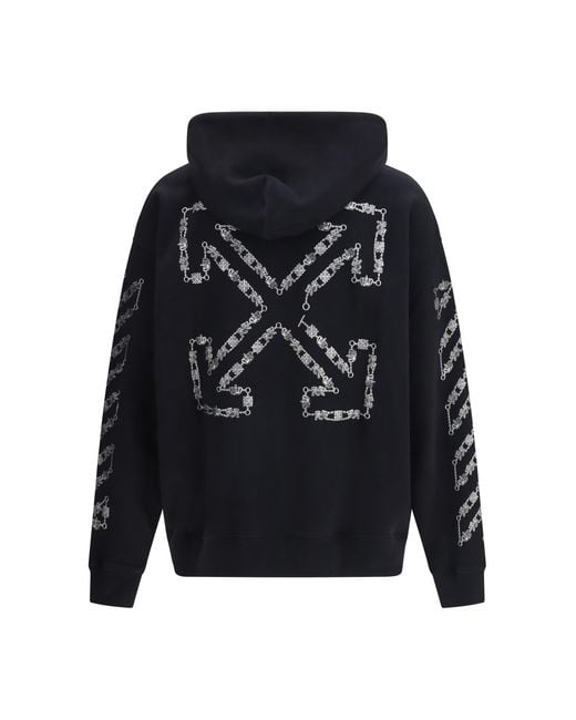 Off-White c/o Virgil Abloh Blue Chain Araldic Arrow Skate Hoodie Cotton Sweatshirts for men