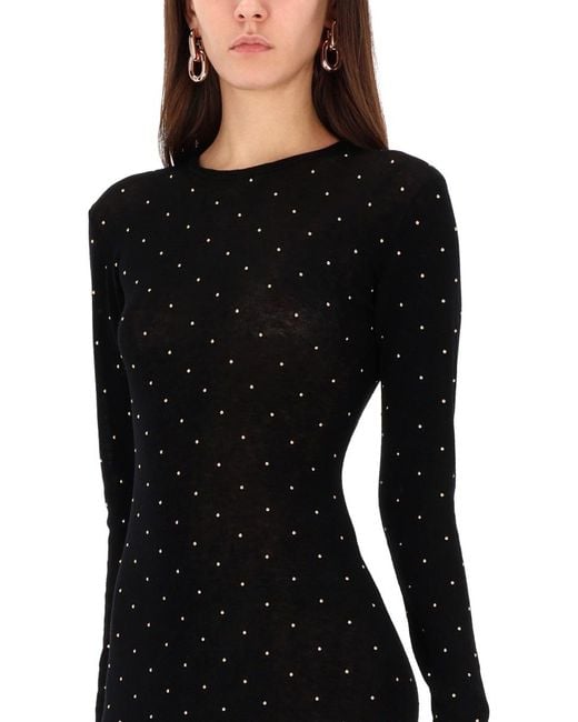 Rabanne Black Second-Skin Effect Long Dress Wool