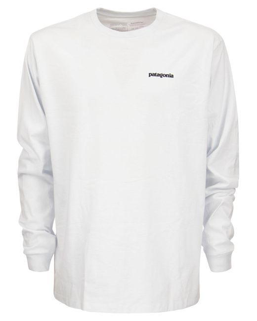 Patagonia White T-Shirt With Logo Long Sleeves for men